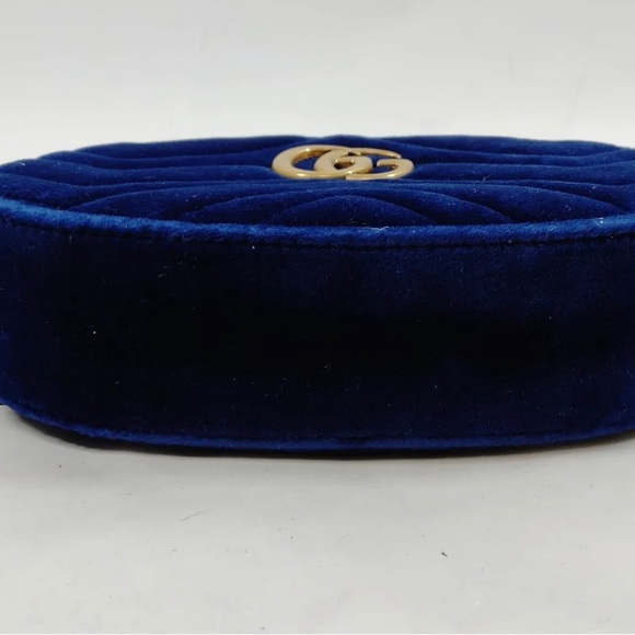 Gucci Waist Pouch Velvet Blue Belt Gg Marmont women's bag - Picture 6 of 15